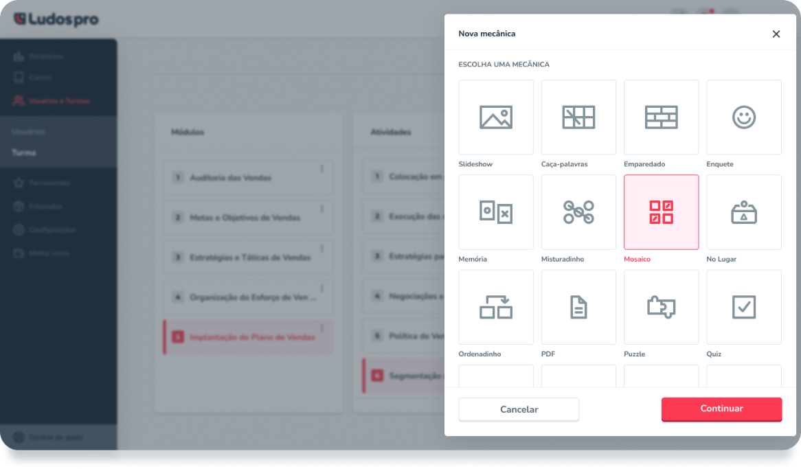 Nova mecânica na Plataforma Ludos Pro