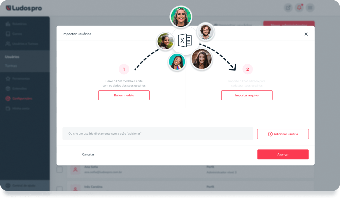 Gerenciamento de usuários na Plataforma Ludos Pro