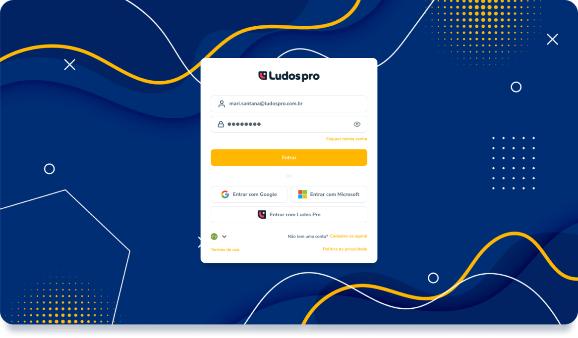 Área de login da plataforma Ludos Pro