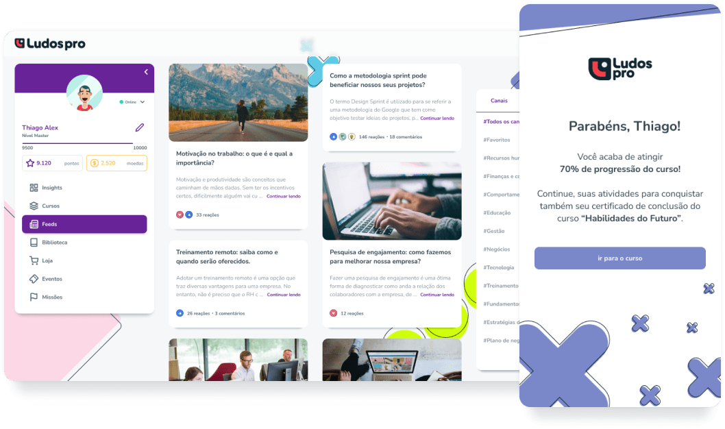 Recursos de Gamificação na Plataforma Ludos Pro
